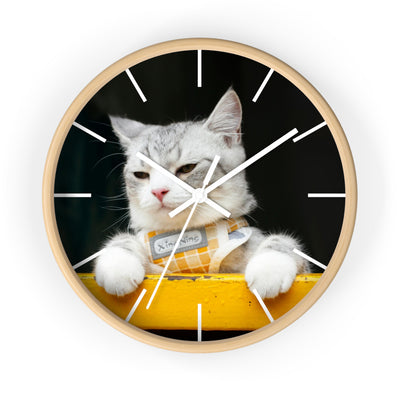 White Cat Wall Clock