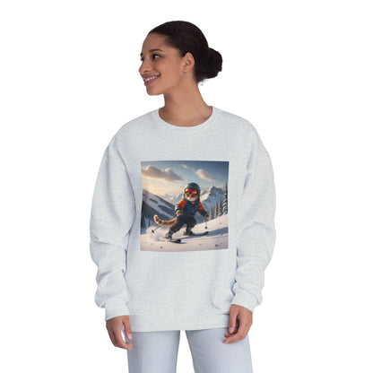 Skiing Cat Graphic Unisex NuBlend Crewneck Sweatshirt
