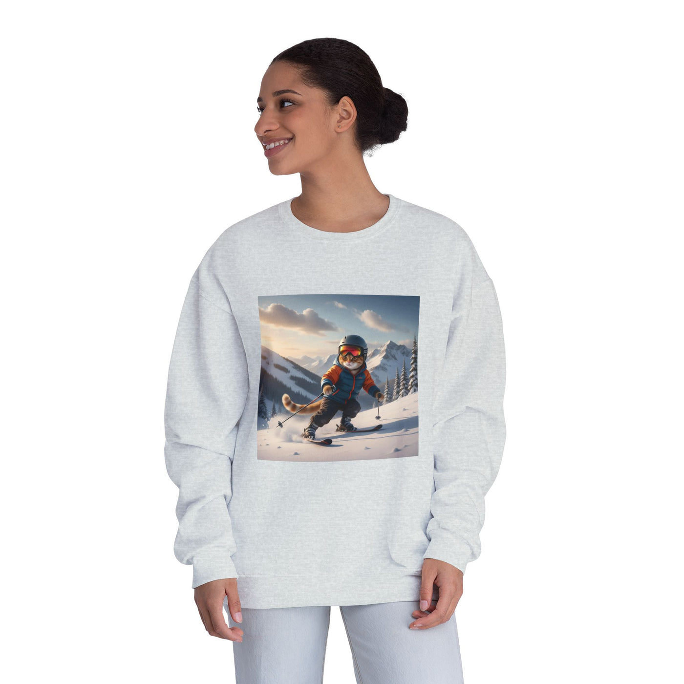 Skiing Cat Unisex NuBlend® Crewneck Sweatshirt