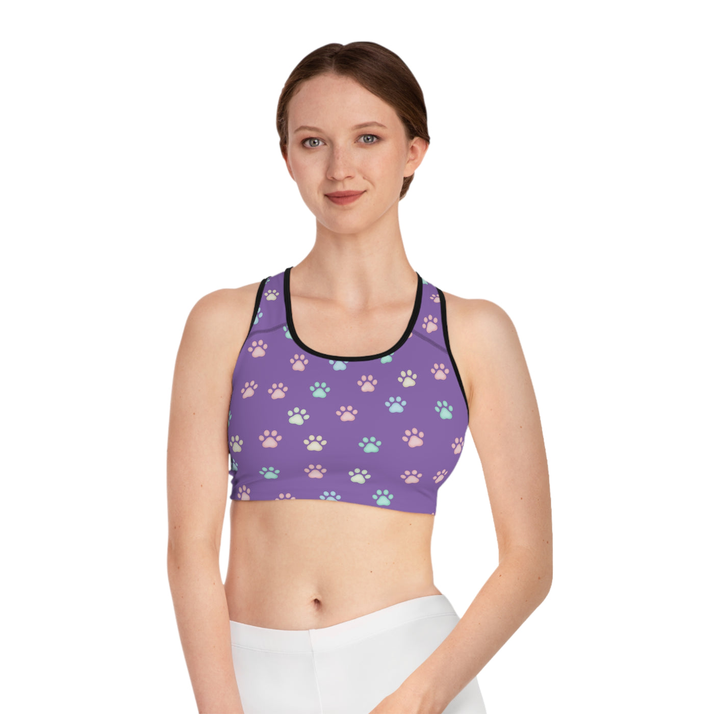Cat Paw Print style 2 Sports Bra, Pet Lover Activewear, Workout Top, Gym Apparel, Animal Print Fashion, Gifts for Cat Owners, Fitness Gear