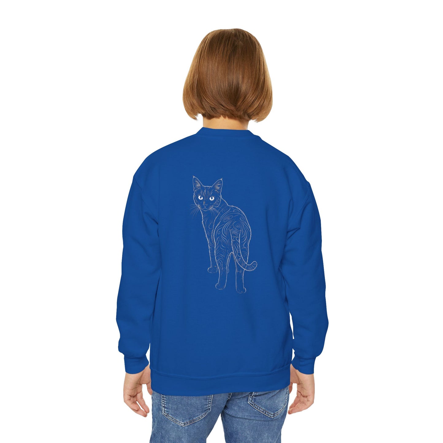 Black Cat - Cozy Unisex Youth Crewneck Sweatshirt style 1
