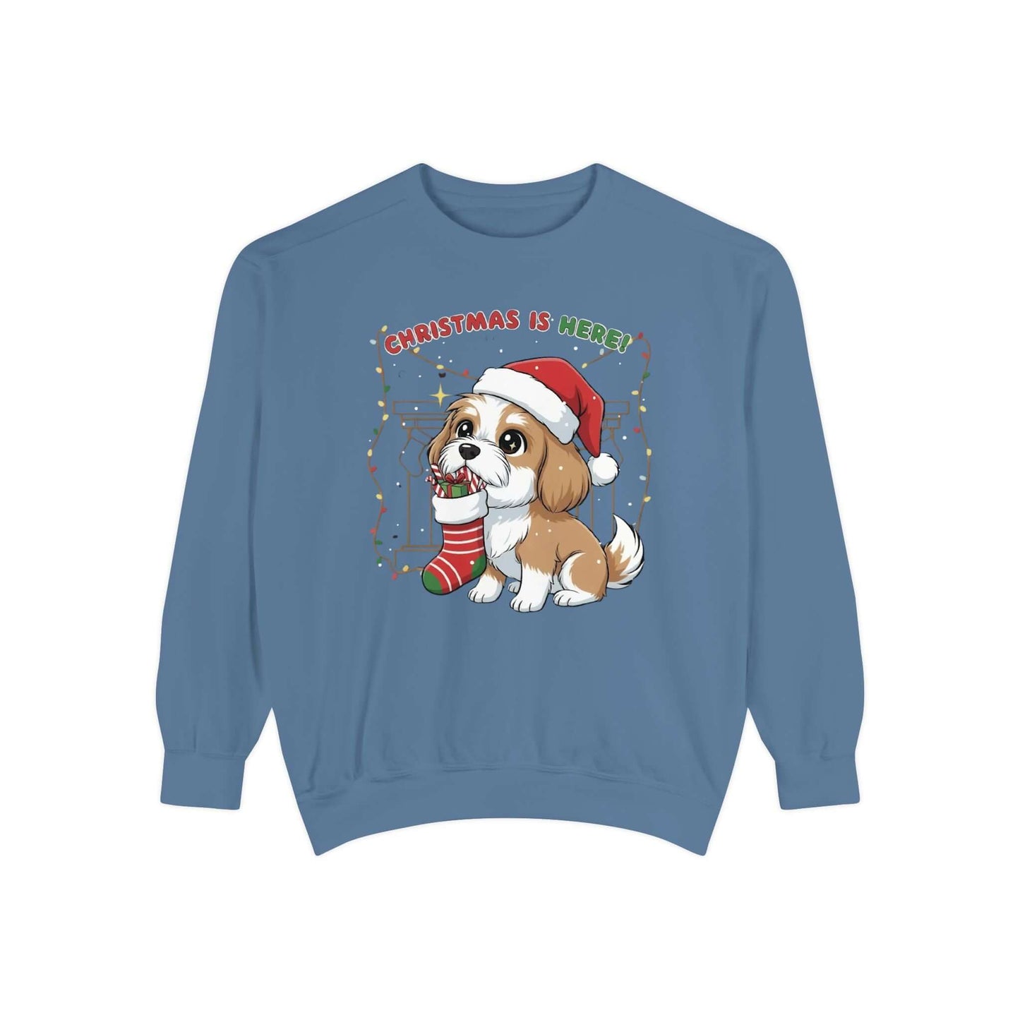 Puppy wait for Christmas presents Unisex Crewneck Sweatshirt style 5
