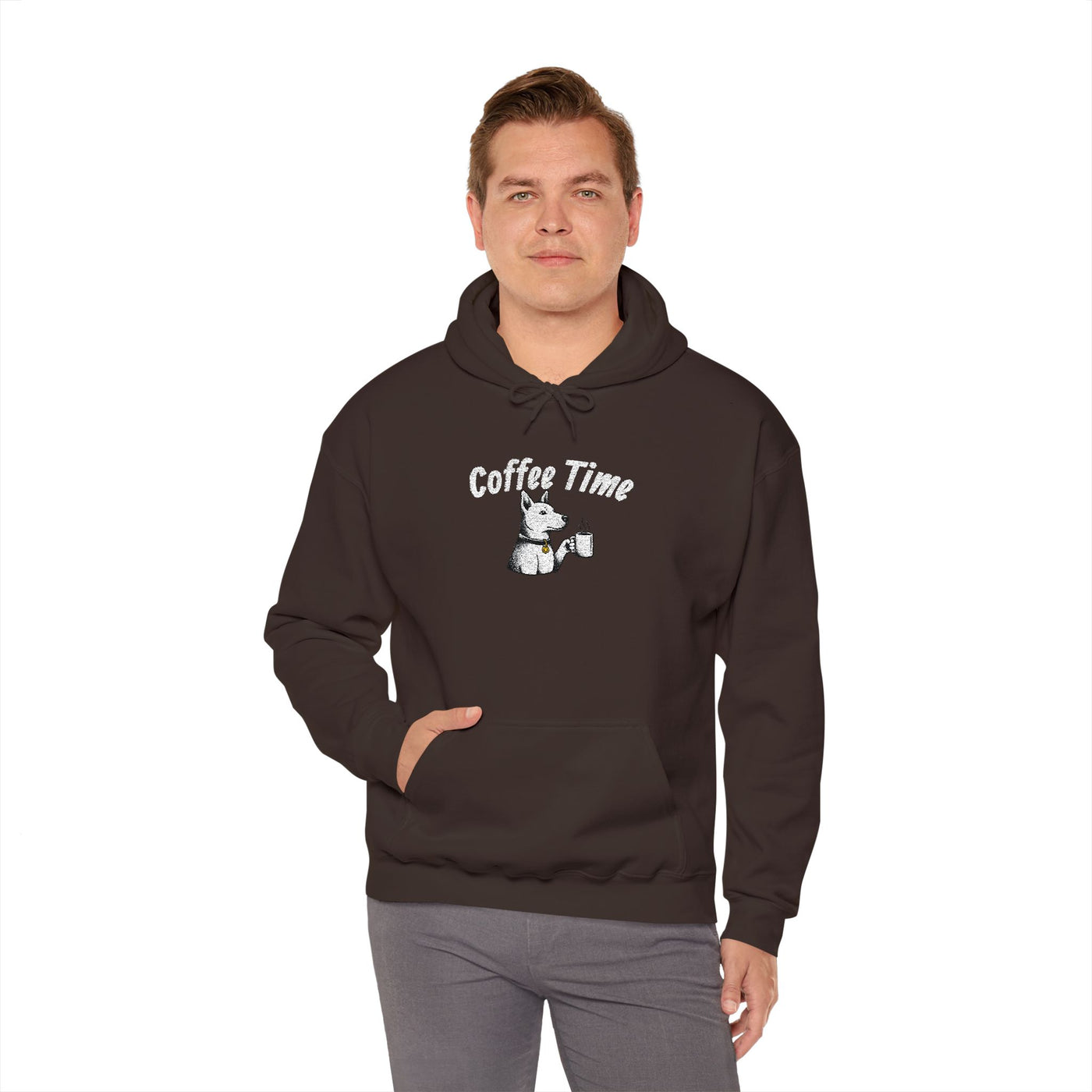 Coffee Time Dog Embroidered style 1 Unisex Pullover Hoodie