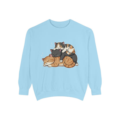 3 Cute Sleeping Cats Cozy Graphic Unisex Crewneck Sweatshirt style 7