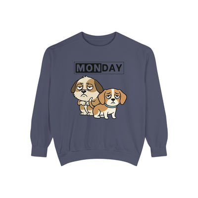 Monday Face Dog Stares Blankly Unisex Crewneck Sweatshirt style 1