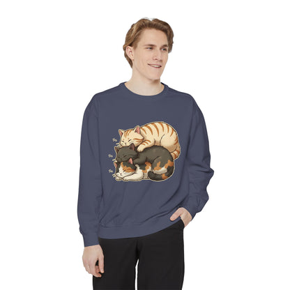 3 Cute Sleeping Cats Cozy Graphic Unisex Crewneck Sweatshirt style 4