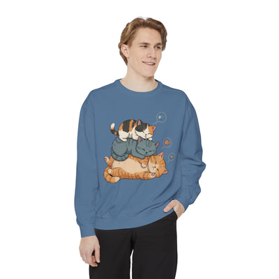 3 Cute Sleeping Cats style 2 Cozy Graphic Unisex Crewneck Sweatshirt