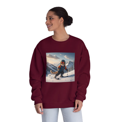 Skiing Cat Graphic Unisex NuBlend Crewneck Sweatshirt