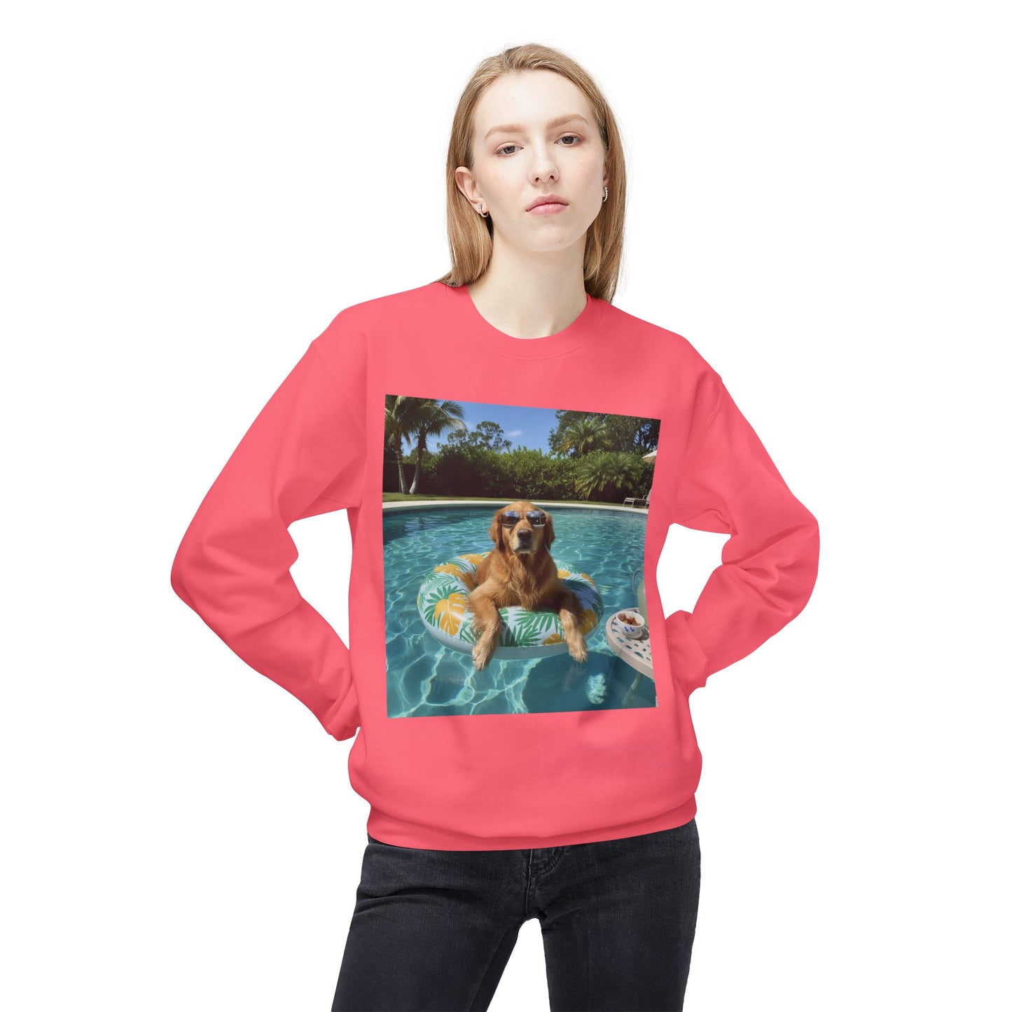 Swimming Pool Vibes Graphic Dog Unisex Crewneck Sweatshirt