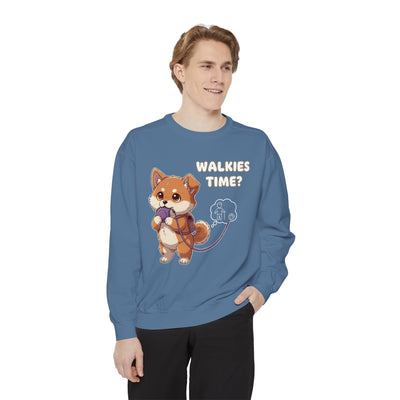 Cute Dog Walk Time style 3 Cozy Graphic Unisex Crewneck Sweatshirt