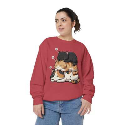 3 Cute Sleeping Cats style 8 Cozy Graphic Unisex Crewneck Sweatshirt