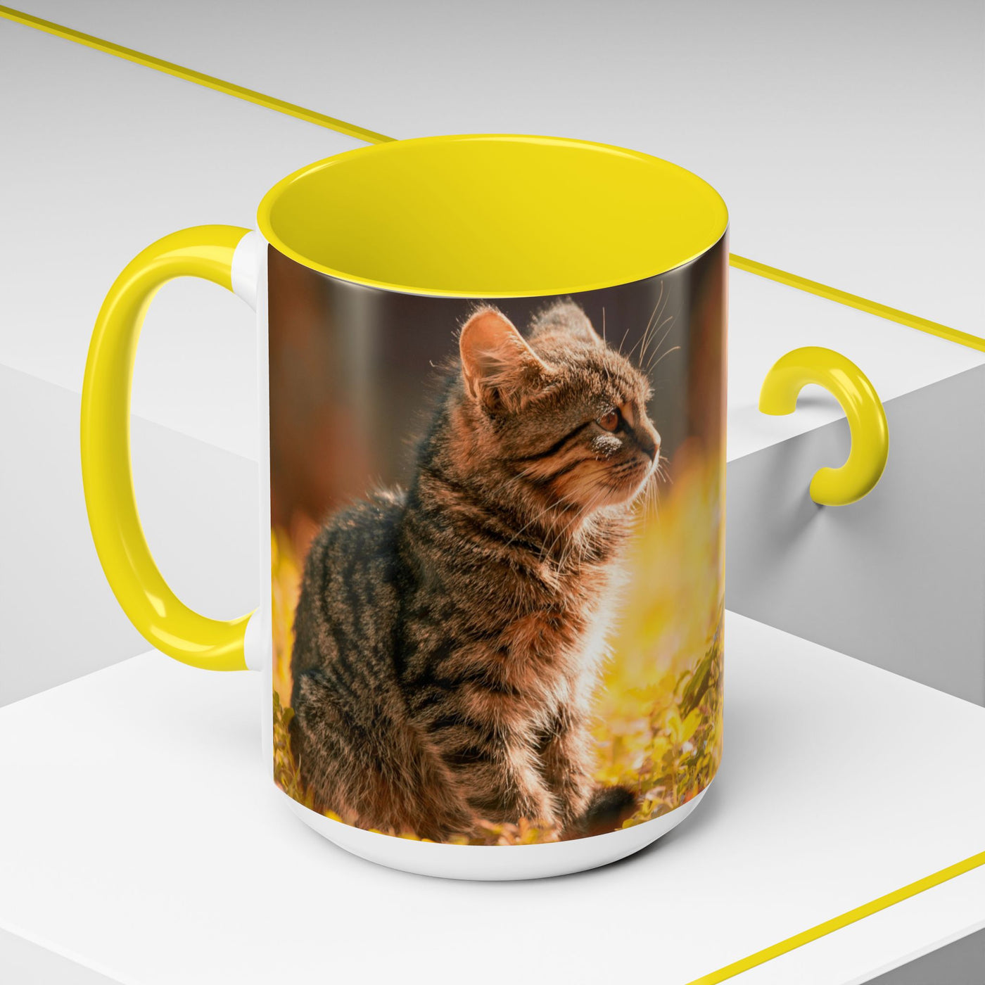 Golden Autumn Cat Coffee Mug - Cute Cat Mug, Nature Lover Gift, Cozy Kitchen Decor, Fall Drinkware, Cat Lover Gift