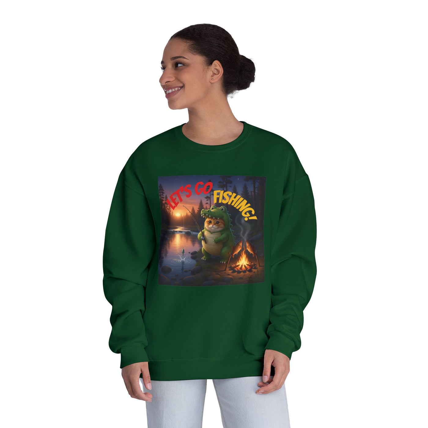 Crocodile Cat Fishing style 2 Unisex NuBlend® Crewneck Sweatshirt