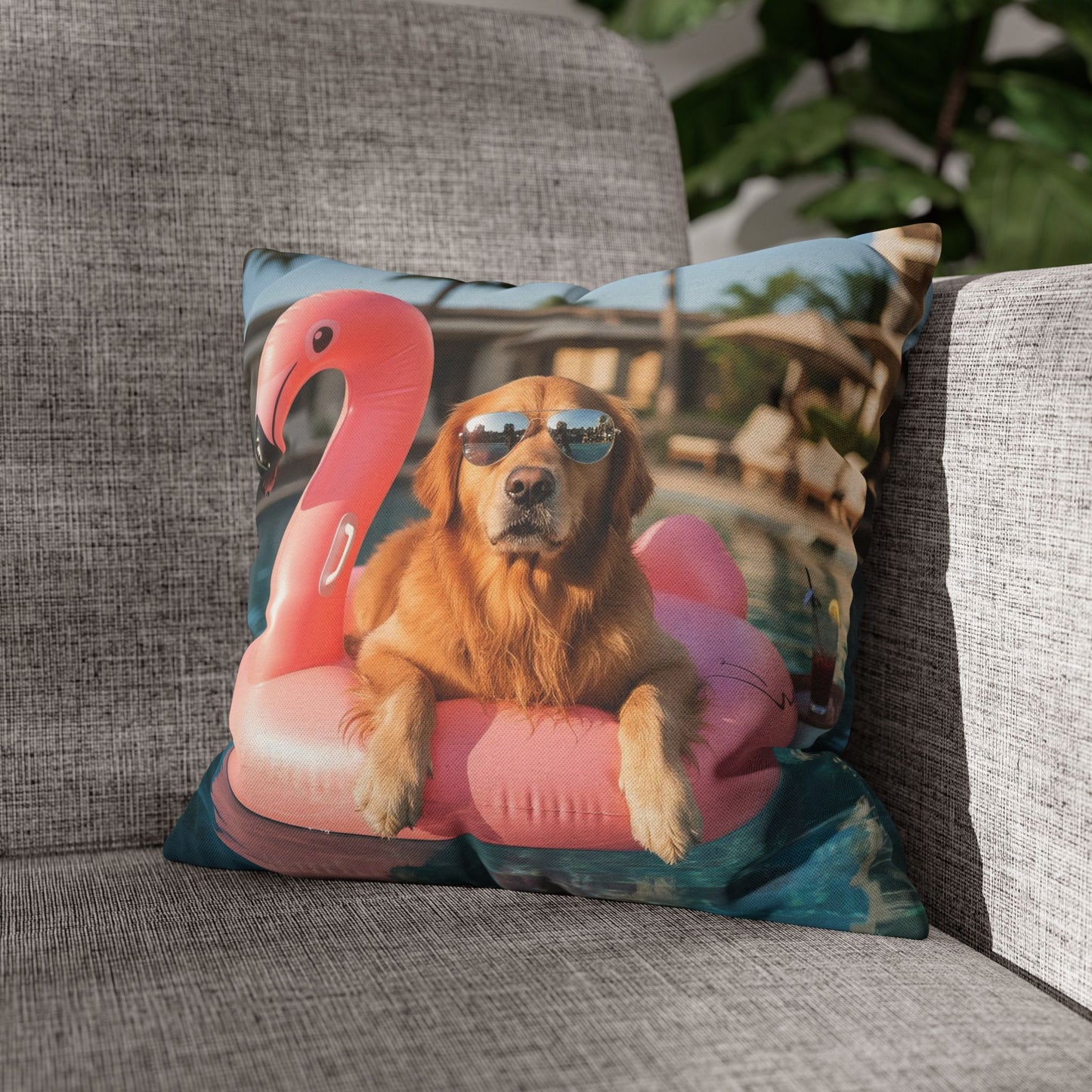 Relaxing Dog Swimming Cozy Polyester Decorative Pillowcase