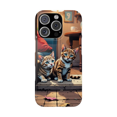 Cute Cats Slim Phone Case comic style 1, Cat Lover Gift, Impact-Resistant iPhone Case, Funny Pet Accessory, Unique Animal Design