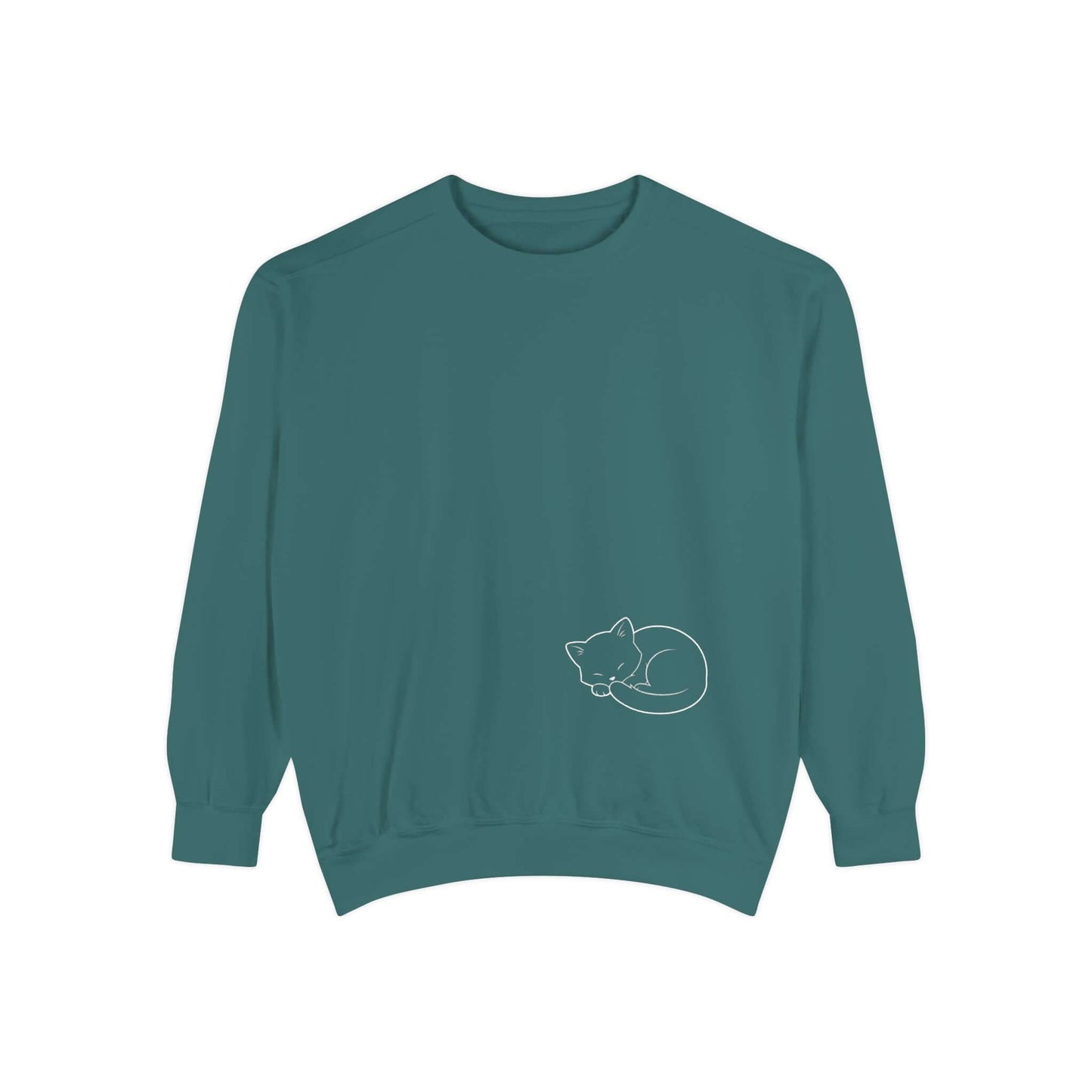 Sleeping cat shadow Graphic Unisex Crewneck Sweatshirt style 1 White