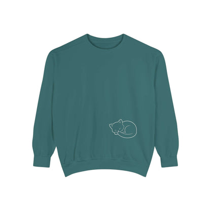 Sleeping cat shadow Graphic Unisex Crewneck Sweatshirt style 1 White