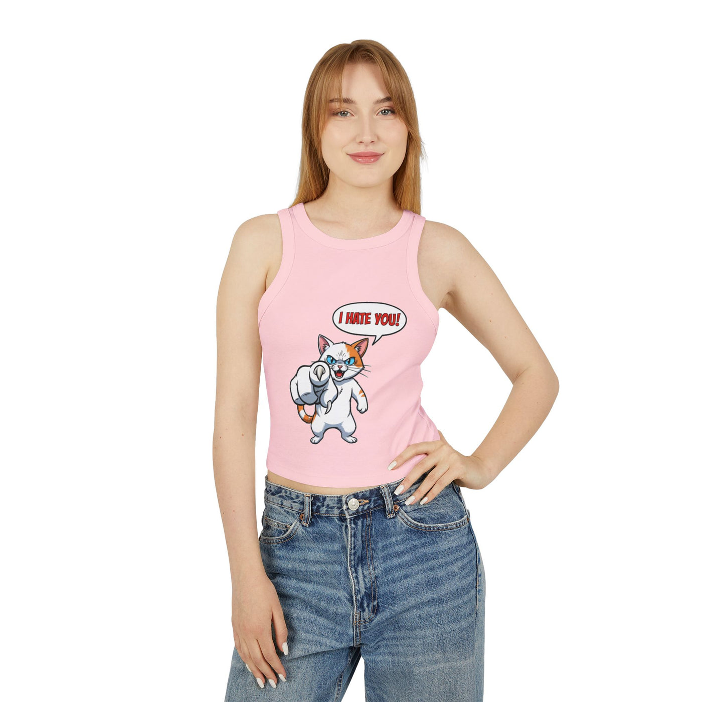 Angry Cat 'I Hate You' Graphic style 2 Women Tank Top