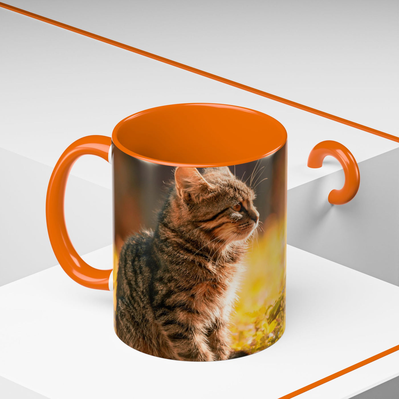 Golden Autumn Cat Coffee Mug - Cute Cat Mug, Nature Lover Gift, Cozy Kitchen Decor, Fall Drinkware, Cat Lover Gift