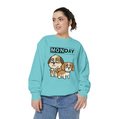 Monday Face Dog Stares Blankly Unisex Crewneck Sweatshirt style 1