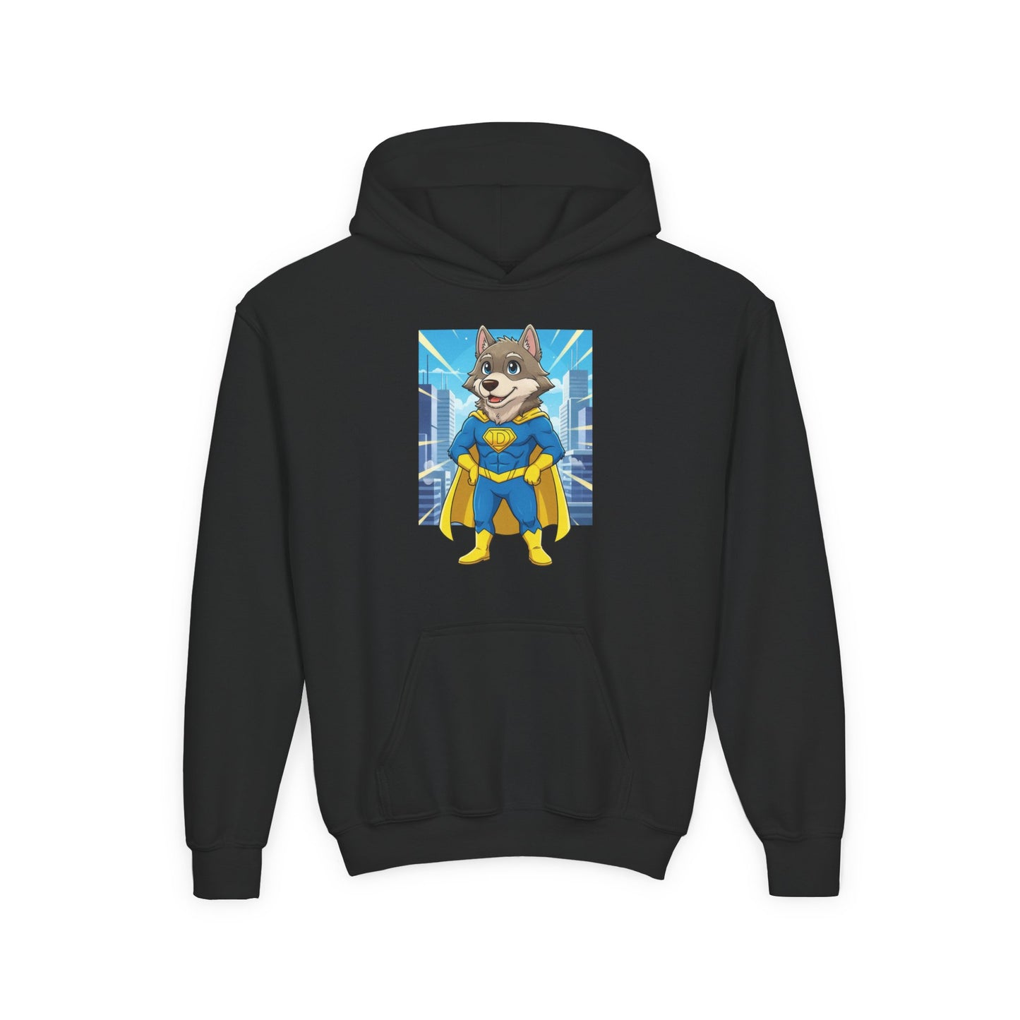 Dog cosplay Superman Funny Design Unisex Kids Hoodie style 1