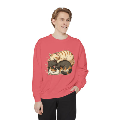 3 Cute Sleeping Cats Cozy Graphic Unisex Crewneck Sweatshirt style 4