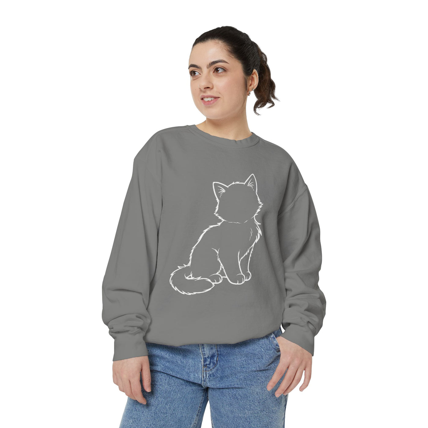 Sitting Cat Shadow style 1 Cozy Graphic Unisex Crewneck Sweatshirt