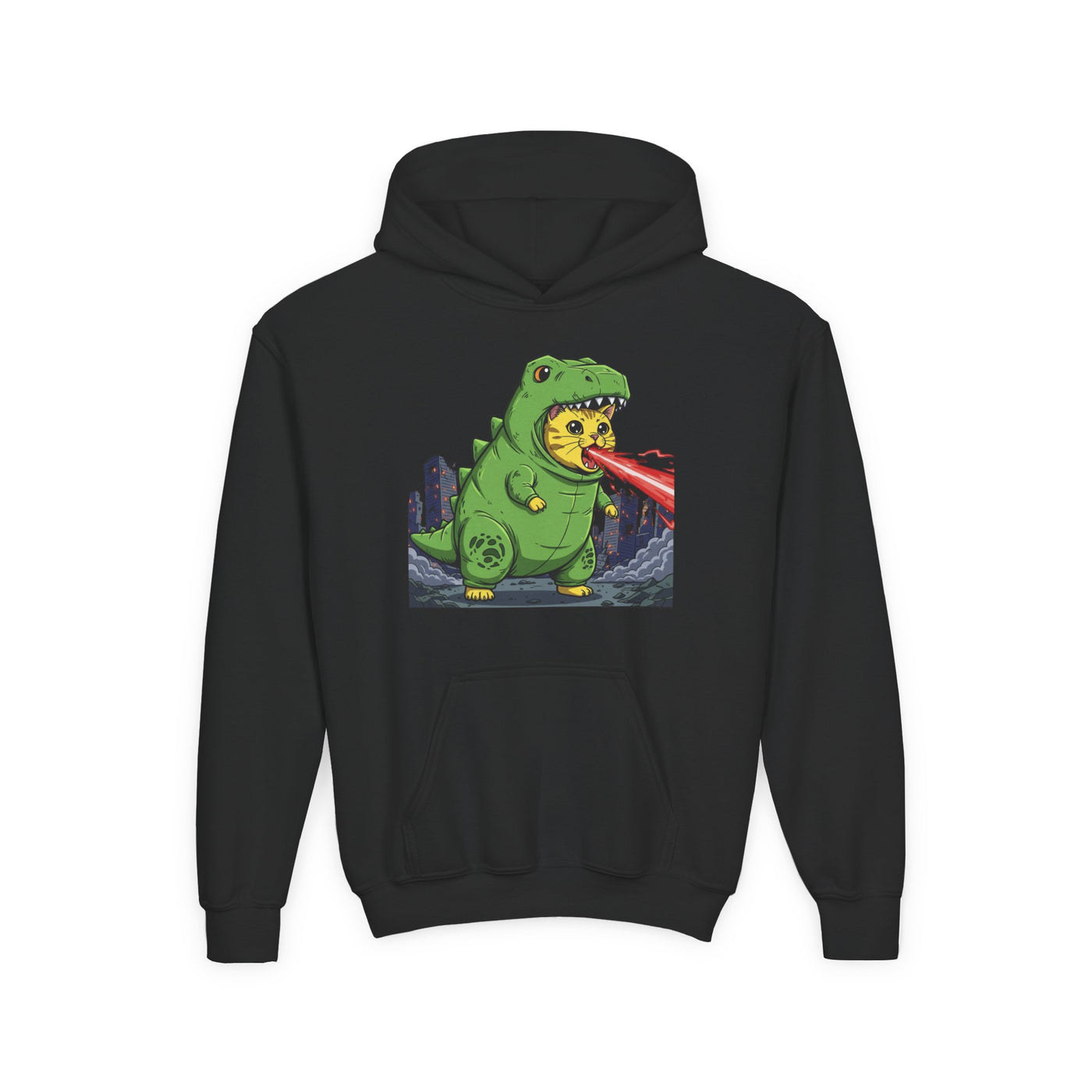 Cat cosplay Godzilla style 4 Unisex Kids Hoodie - Fun & Cozy Heavy Blend Sweatshirt with Cute Design