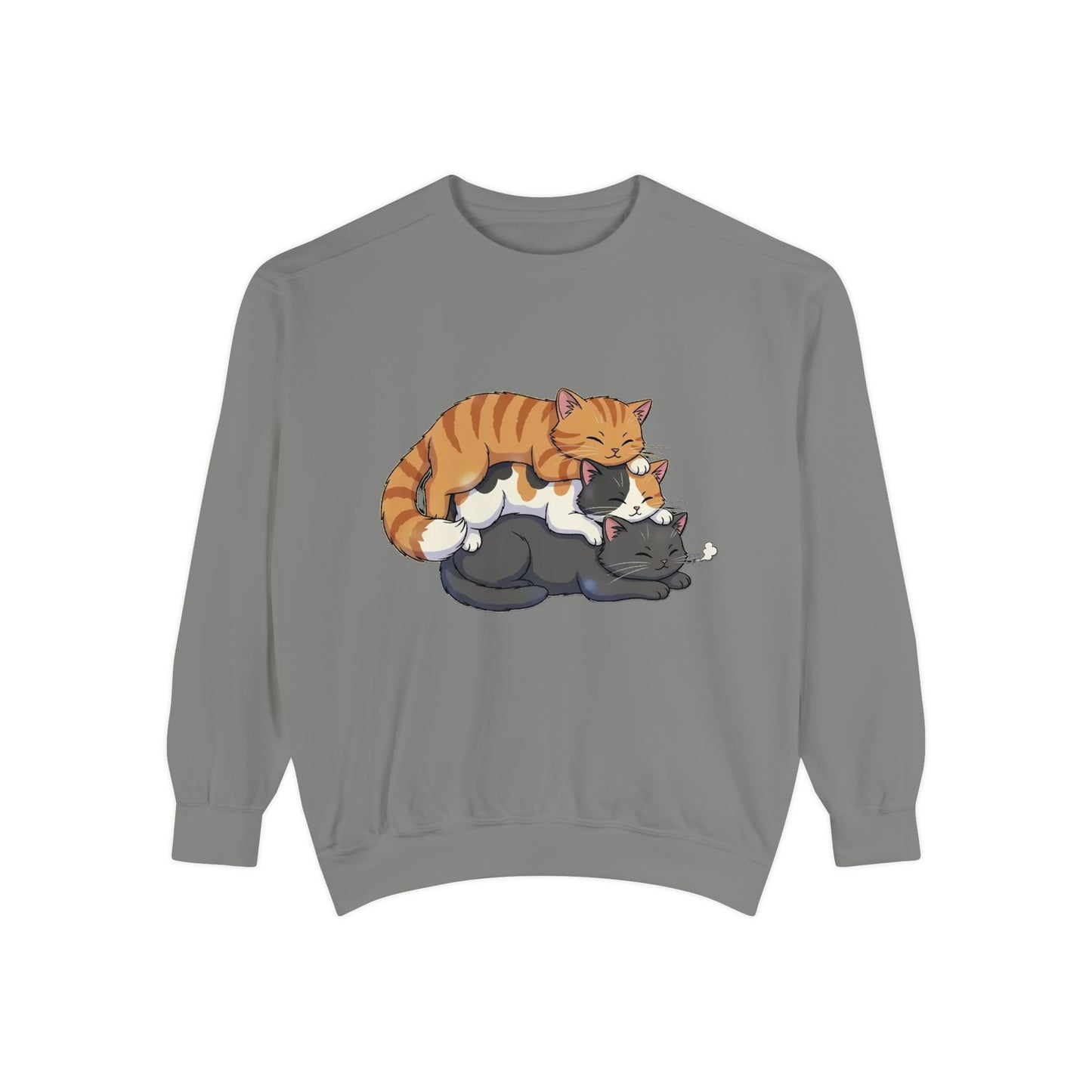 3 Cute Sleeping Cats Cozy Graphic Unisex Crewneck Sweatshirt style 6