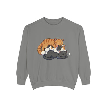 3 Cute Sleeping Cats Cozy Graphic Unisex Crewneck Sweatshirt style 6