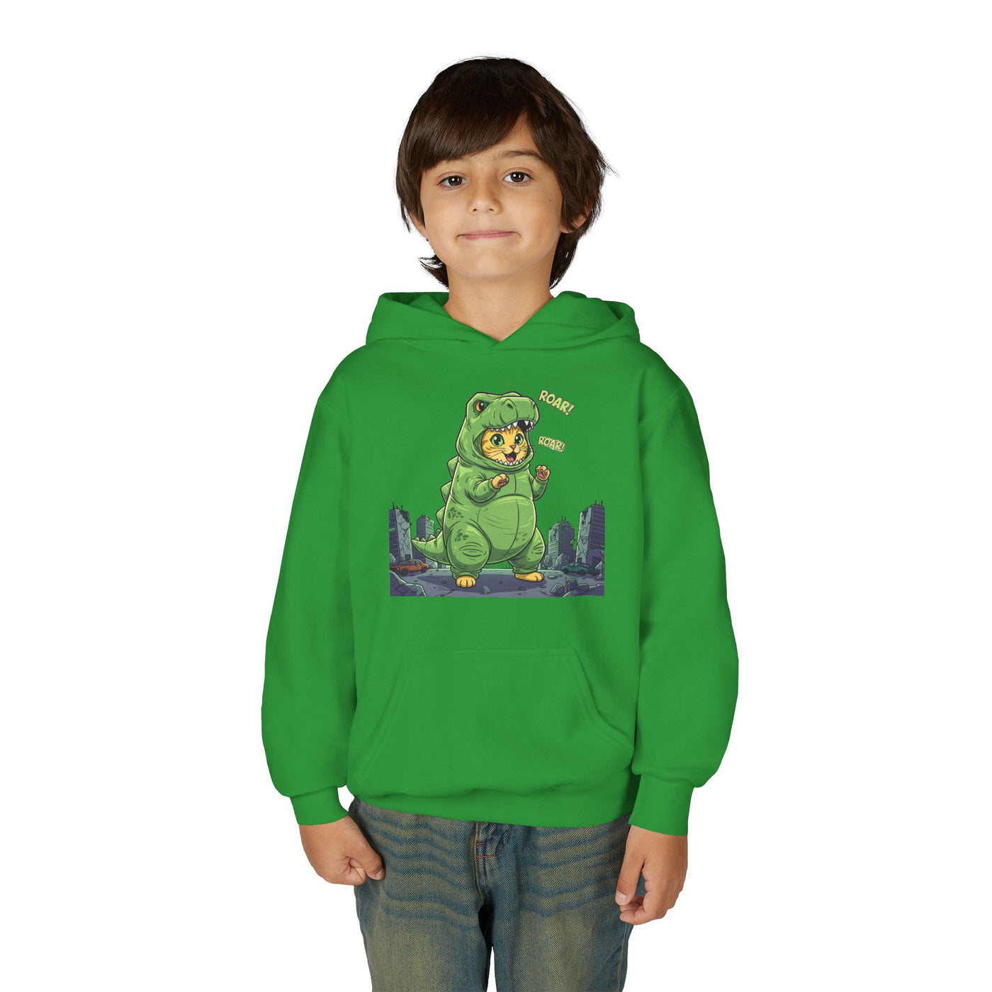 Cat cosplay Godzilla style 2 Unisex Kids Hoodie - Fun & Cozy Heavy Blend Sweatshirt with Cute Design