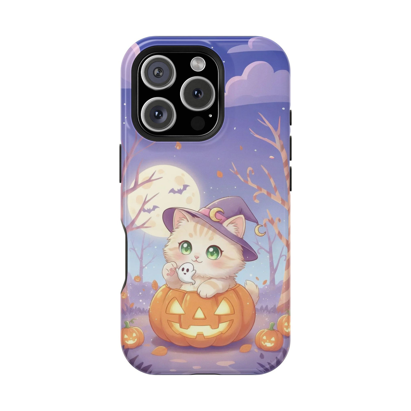 Halloween cute kitten anime style 1 Magnetic Phone Case, Cat Lover Gift, Impact-Resistant iPhone Case, Funny Pet Accessory, Unique Animal Design