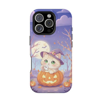 Halloween cute kitten anime style 1 Magnetic Phone Case, Cat Lover Gift, Impact-Resistant iPhone Case, Funny Pet Accessory, Unique Animal Design