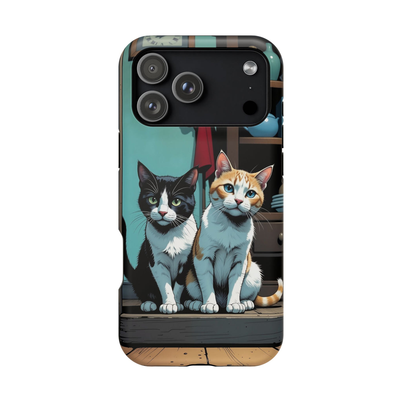 Cute Cats Magnetic Phone Case comic style 3, Cat Lover Gift, Impact-Resistant iPhone Case, Funny Pet Accessory, Unique Animal Design