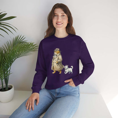 Watercolor Cat & Dog painting unisex Crewneck Sweatshirt style 2