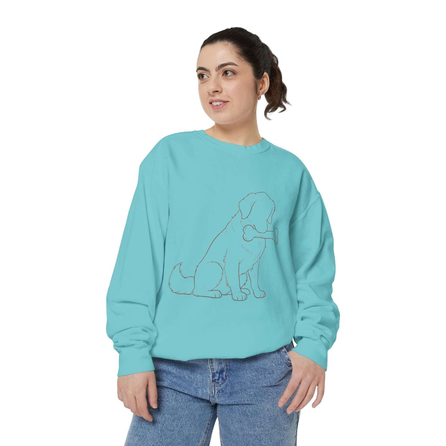 Sitting Dog Shadow Cozy Graphic Unisex Crewneck Sweatshirt style 1