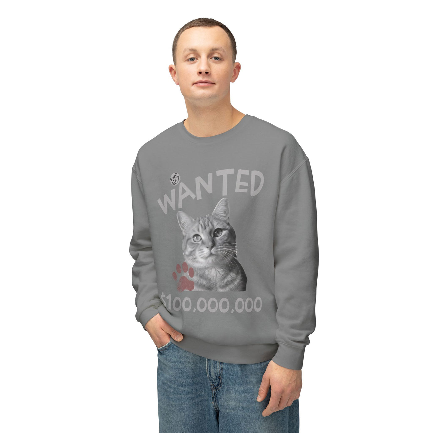 WANTED Cat Poster Design Unisex Crewneck Sweatshirt