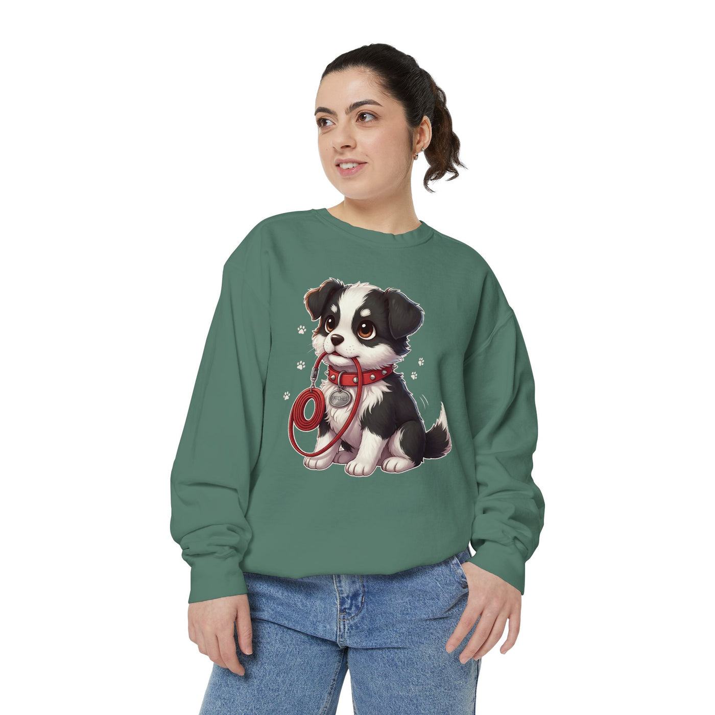 Cute Dog Walk Time style 1 Cozy Graphic Unisex Crewneck Sweatshirt