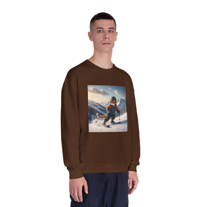 Skiing Cat Graphic Unisex NuBlend Crewneck Sweatshirt