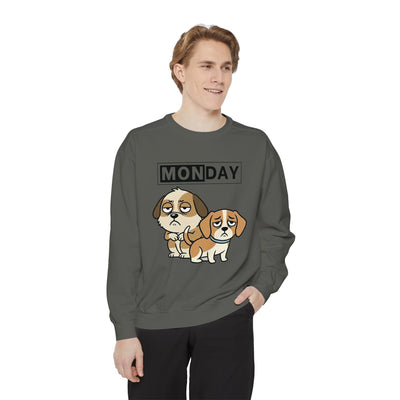 Monday Face Dog Stares Blankly Unisex Crewneck Sweatshirt style 1
