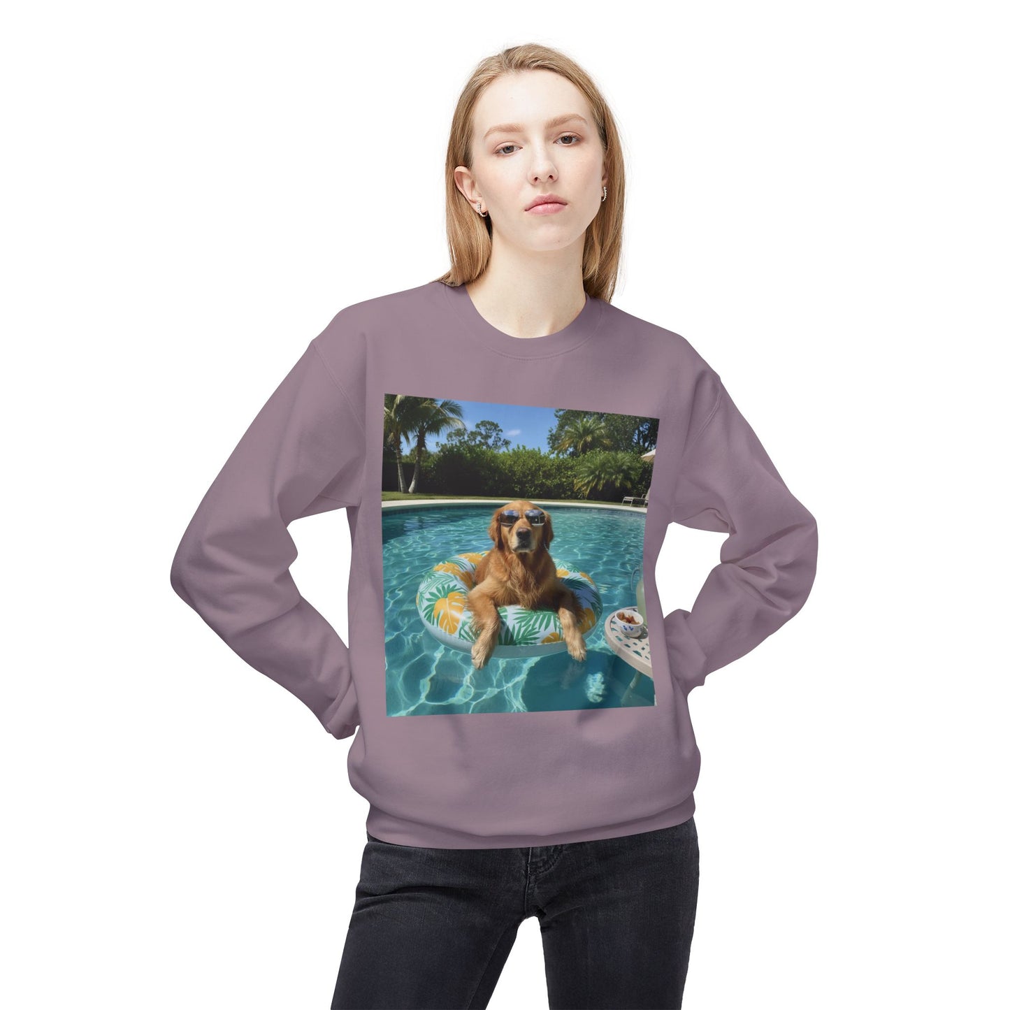 Swimming Pool Vibes Graphic Dog Unisex Crewneck Sweatshirt