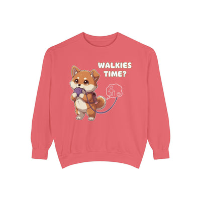 Cute Dog Walk Time style 3 Cozy Graphic Unisex Crewneck Sweatshirt