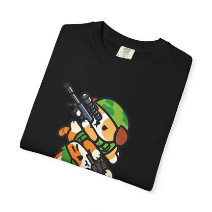 Cute Soldier Sniper Dog & Cat Unisex Graphic T-Shirt
