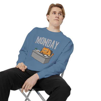 Monday Face Cat Stares Blankly Unisex Crewneck Sweatshirt style 6