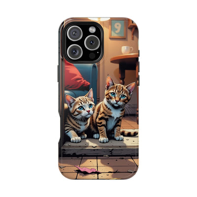 Cute Cats Magnetic Phone Case comic style 1, Cat Lover Gift, Impact-Resistant iPhone Case, Funny Pet Accessory, Unique Animal Design