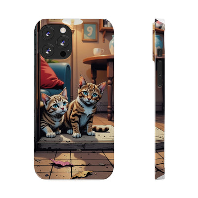 Cute Cats Slim Phone Case comic style 1, Cat Lover Gift, Impact-Resistant iPhone Case, Funny Pet Accessory, Unique Animal Design