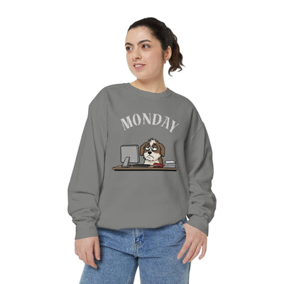Monday Face Dog Stares Blankly Unisex Crewneck Sweatshirt style 5