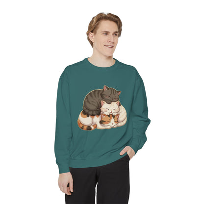 3 Cute Sleeping Cats Cozy Graphic Unisex Crewneck Sweatshirt style 3