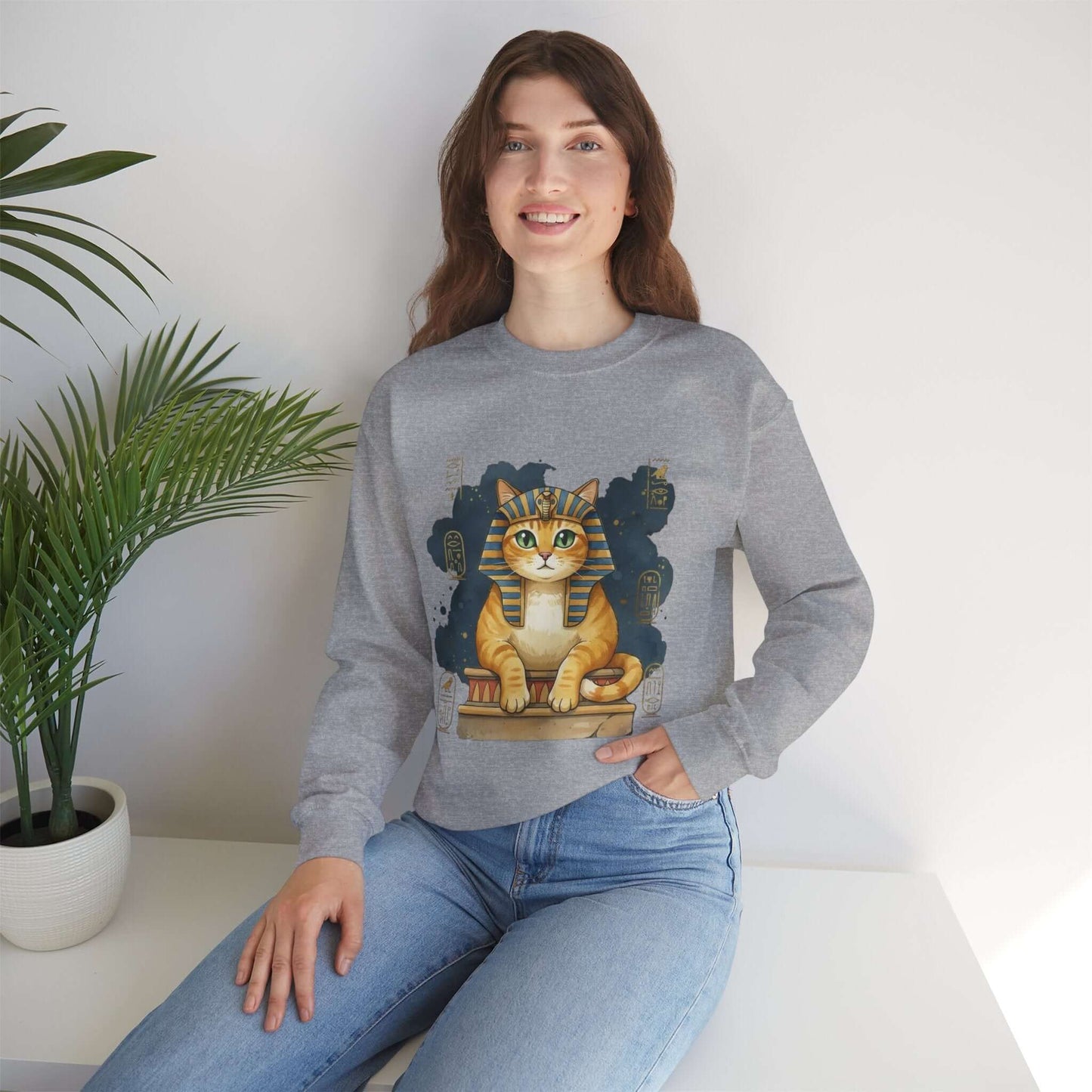 Watercolor Cat painting Unisex Crewneck Sweatshirt style 4