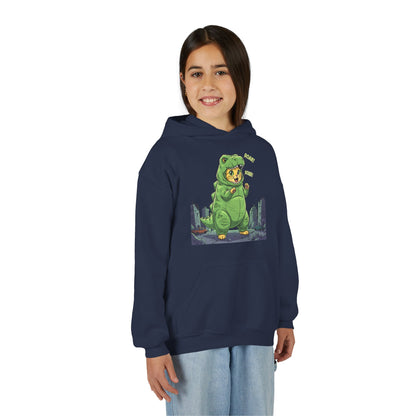 Cat cosplay Godzilla Unisex Kids Hoodie style 2